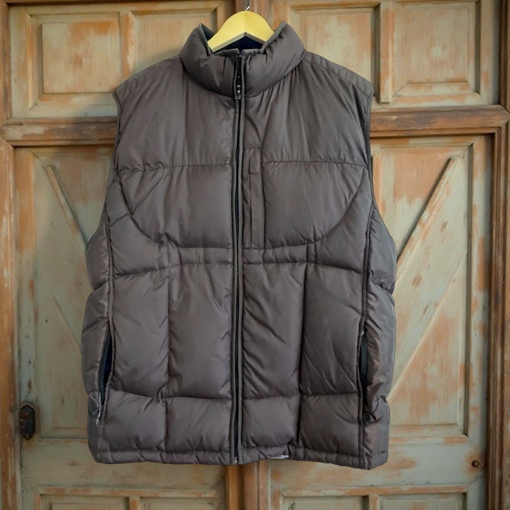 Gap Rich Brown soft,puff 50% Down 50% feather Filled Full Zip 5 Pocket Vest SZ L